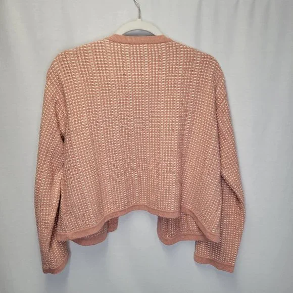 J. Crew Women's Small Cardigan Sweater Peach Open Front  Basketweave Knit - Picture 2 of 8